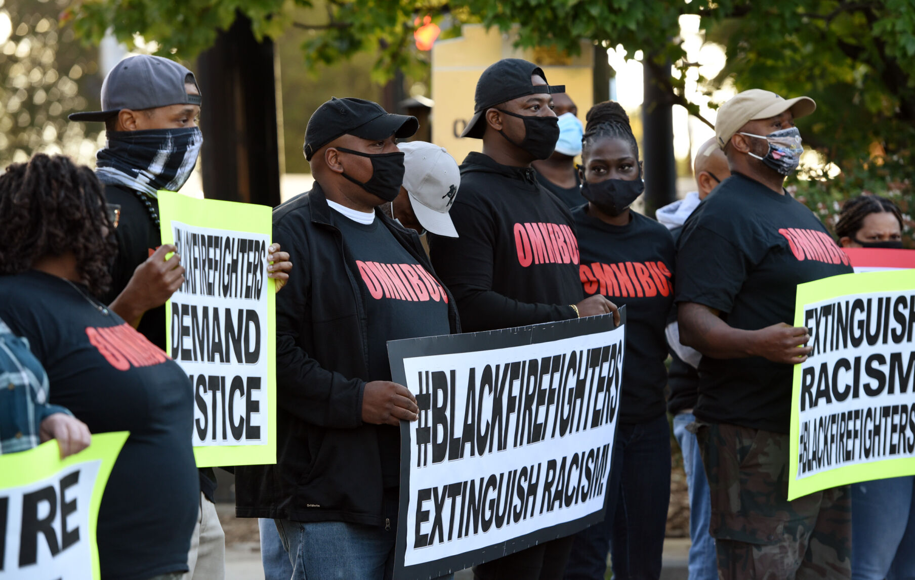 Omnibus black firefighter press conference